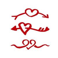 dibujado a mano doodle amor remolinos flechas decoración elemento vector