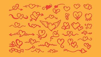 lindo conjunto de colección de vectores de amor de doodle