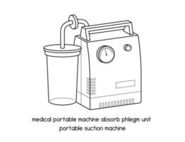 medical portable machine absorb phlegm diagram for experiment setup lab outline vector illustration