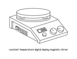 Constant temperature digital display magnetic stirrer diagram for experiment setup lab outline vector illustration