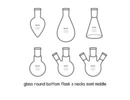 glass round bottom flask 3 necks middle diagram for experiment setup lab outline vector illustration