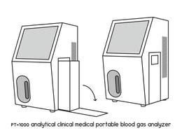 diagrama de gas en sangre portátil médico clínico analítico para la ilustración de vector de contorno de laboratorio de configuración de experimento