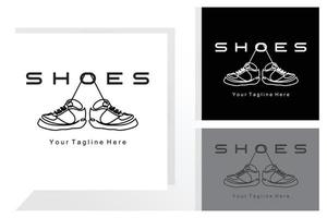 Sneakers Shoe Logo Design, vector illustration of trending youth footwear, simple funky concept