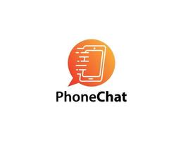 Cell phone logo with chat concept vector