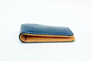 Blue natural leather wallet photo