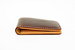 Brown natural leather wallet photo