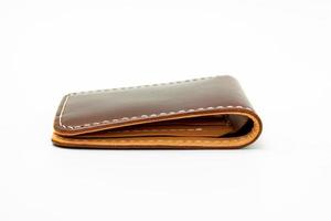 Brown natural leather wallet photo