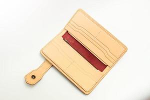 Women's long leather wallet in Maroon photo