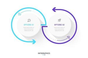 plantilla de diseño de etiquetas infográficas vectoriales con iconos y 2 opciones o pasos. se puede utilizar para diagramas de proceso, presentaciones, diseño de flujo de trabajo, banner, diagrama de flujo, gráfico de información.