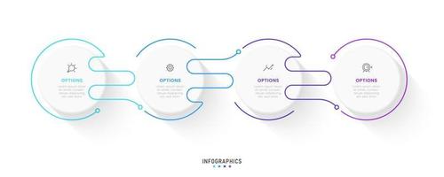 plantilla de diseño de etiquetas infográficas vectoriales con iconos y 4 opciones o pasos. se puede utilizar para diagramas de proceso, presentaciones, diseño de flujo de trabajo, banner, diagrama de flujo, gráfico de información. vector