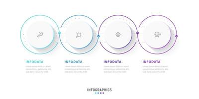 plantilla de diseño de etiquetas infográficas vectoriales con iconos y 4 opciones o pasos. se puede utilizar para diagramas de proceso, presentaciones, diseño de flujo de trabajo, banner, diagrama de flujo, gráfico de información. vector