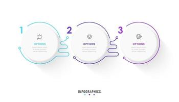 plantilla de diseño de etiquetas infográficas vectoriales con iconos y 3 opciones o pasos. se puede utilizar para diagramas de proceso, presentaciones, diseño de flujo de trabajo, banner, diagrama de flujo, gráfico de información. vector