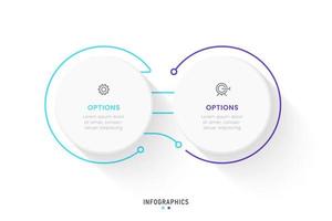 plantilla de diseño de etiquetas infográficas vectoriales con iconos y 2 opciones o pasos. se puede utilizar para diagramas de proceso, presentaciones, diseño de flujo de trabajo, banner, diagrama de flujo, gráfico de información. vector