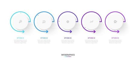 plantilla de diseño de etiquetas infográficas vectoriales con iconos y 5 opciones o pasos. se puede utilizar para diagramas de proceso, presentaciones, diseño de flujo de trabajo, banner, diagrama de flujo, gráfico de información. vector