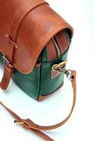 Detailed leather bag with canvas combination photo