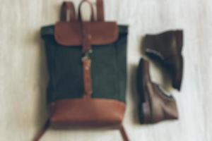 Blurred. Leather Bag. A handbag or sling bag made of brown leather in a minimalist style or a minimalist and luxurious retro color. photo