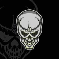Angry Skull Vector Illustration design. Mascot logo design template