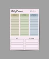 conjunto de páginas de álbumes de recortes de diseño plano simple. lista de quehaceres. agenda diaria. vector