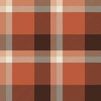 Plaid seamless pattern in orange. Check fabric texture. Vector textile print.