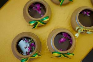 Kendi or pot. Kendi is a container or pot that is often used to store water for bathing or drinking water photo