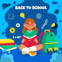 Girl Read Book Happy Learn Science Concept vector