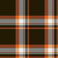 Plaid seamless pattern in orange. Check fabric texture. Vector textile print.