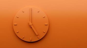 Minimal Orange clock Five 5 o'clock abstract Minimalist wall clock 3d Illustration photo