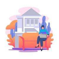 Work home office flat style illustration design vector