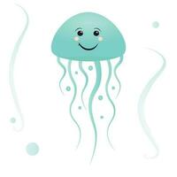 Cute cartoon vector illustration of a jellyfish