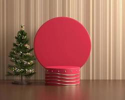 Merry Christmas event product display podium with decoration background 3d rendering photo