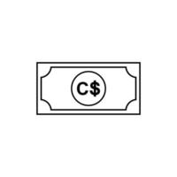 moneda de canadá, cad, símbolo de icono de dólar canadiense. ilustración vectorial vector