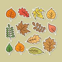 otoño temporada de otoño hojas y pegatina de follaje vector