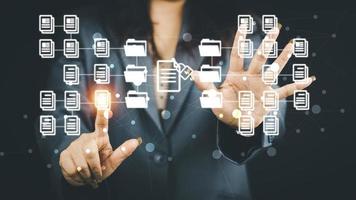 Document Management Systemdms concept. Male hands operating a computer. to manage online that is easy, convenient, fast and enhances the efficiency of digital transformation for the organization photo