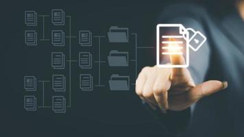 Document Management Systemdms concept. Male hands operating a computer. to manage online that is easy, convenient, fast and enhances the efficiency of digital transformation for the organization photo