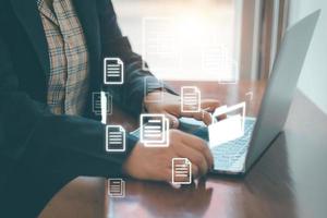 Document Management System dms concept, a comprehensive document management system in digital form, helps to store, manage, track documents in electronic documents photo