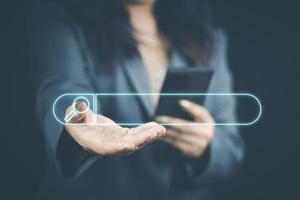 The concept of using technology to search engine optimizationfor information business woman using laptop to find online shopping information and other information for use in marketing photo