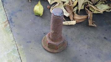 View of the bolts and nuts. A bolt is a form of threaded fastener with an external male thread. Bolts are very closely related to screws. Bolts are often used to make a bolted joint photo