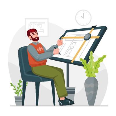 Architect Character Drawing Construction Building