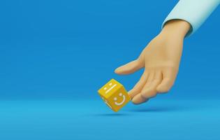 Close-up of hand throwing the dice showing various emotions. 3d rendering,3d illustration. photo