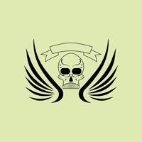 Skull head with flying wings icon logo vector