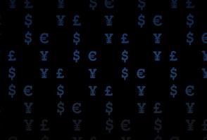 Dark blue vector pattern with EUR, USD, GBP, JPY.