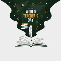 World Teacher's Day. October 5.best teacher ever poster concept. Simple vector illustration.