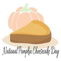 National Pumpkin Cheesecake Day, idea for poster, banner, flyer or menu decoration vector