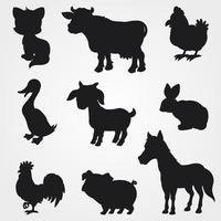 Farm animals silhouettes collection vector