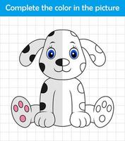 Funny dalmatian dog. Complete the picture children drawing game vector