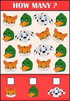 Education counting game of animals for preschool children vector