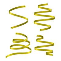 Set of yellow curling streamers on white background vector