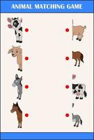 Matching halves game with farm animal characters vector