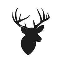 Silhouette of deer head with antlers isolated on white background vector