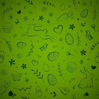 Seamless Easter pattern greeting card on green background vector